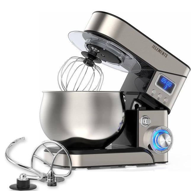 KB ELEMENTS German Brand Stainless Steel Stand mixer - Powerful 2000W Motor, 6 Speeds, 5L Bowl, Digital Controls, and More