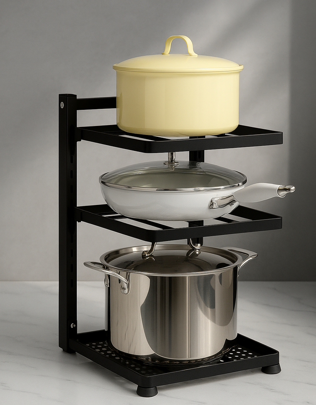 Kitchen Pot Rack | under sink | 3 layers | 23 x 27 x 43 cm | Metal & Plastic Material