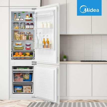 Midea Built-In Refrigerator/Freezer with Tow Door, LED Lighting, Height 178.5 cm, Refrigerators 192 L, Freezer 79 L, White [Energy Class F]