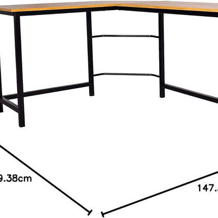 Classic Oak Office Desk with 1 Drawer, 147.3 x 119.4 x 73.7 cm, Durable Finish, Easy Assembly, Sturdy Design for Home and Office