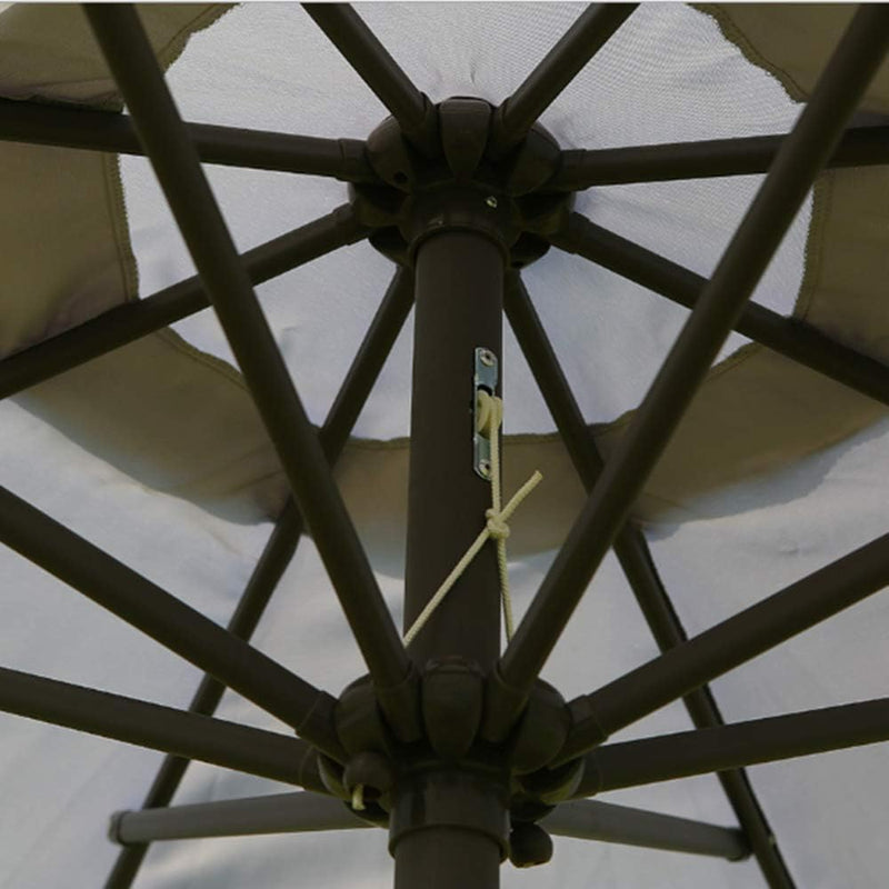 Large Modern Hexagonal Outdoor Parasol | Umbrella | Durable Alloy Steel Frame, UV-Resistant Polyester Canopy in Off White/Khaki, Easy Crank System, Carbon Fiber Outer Material, Ideal for Sun Protection