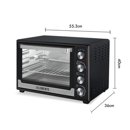 KB Elements 45L Convection Oven + hobs| 1600W | Double Tempered Glass | Rotisserie Function | Adjustable Temperature and Energy-Efficient Cooking