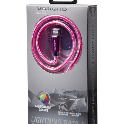 Volkano Fashion series cable Lightning 1.8m - Pink