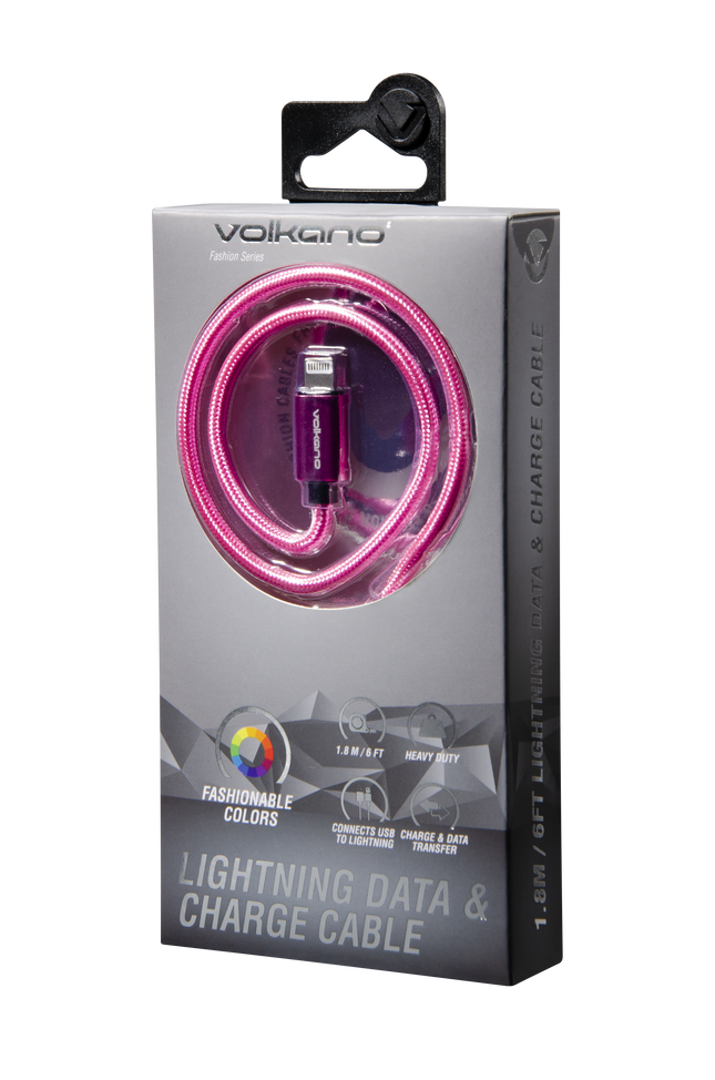 Volkano Fashion series cable Lightning 1.8m - Pink