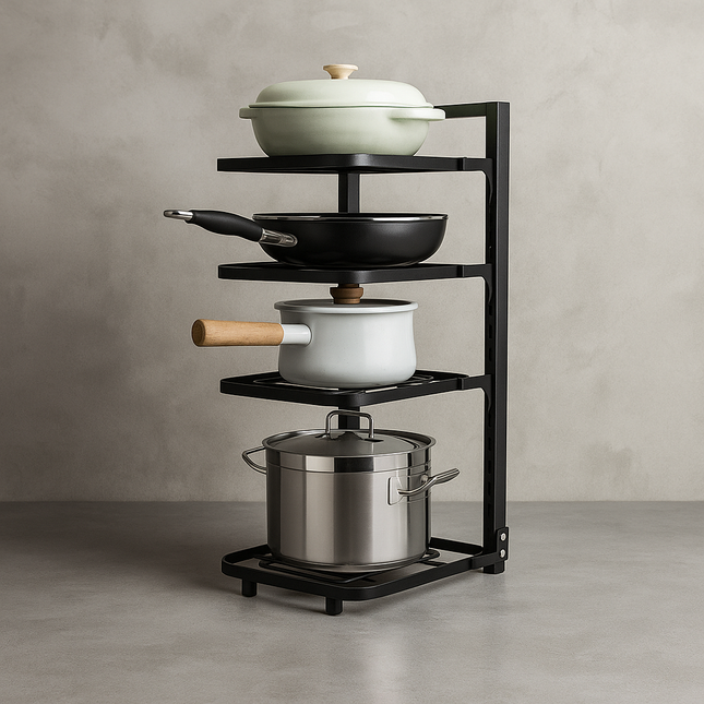 Kitchen Pot Rack | 4-Layer | Under Sink | 23 x 27 x 52 cm | Metal & Plastic Material