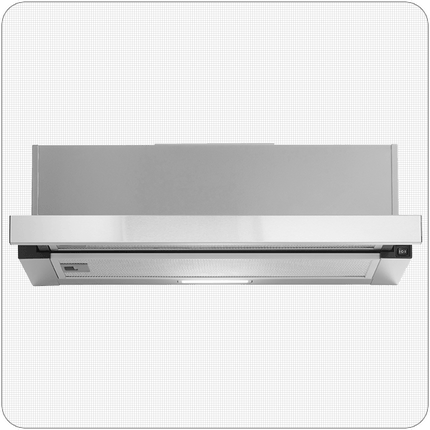 PKM Under-Counter Extractor Hood | Flat Screen Hood 60 cm | silver | Grease Filter Efficiency Class E | Dishwasher Safe Grease Filter