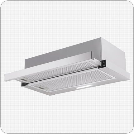 PKM Under-Counter Extractor Hood | Flat Screen Hood 60 cm | silver | Grease Filter Efficiency Class E | Dishwasher Safe Grease Filter