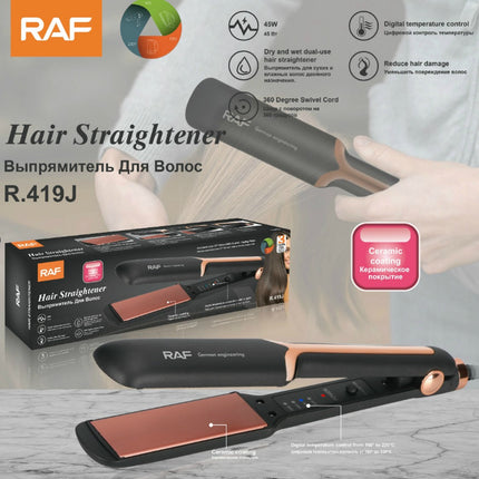 RAF Hair Straightener - 55W - Ceramic Hair Care - 360 Degree Swivel Cord - Rapid Heating