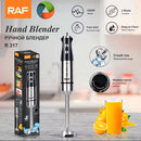 RAF Hand Blender - 1000W Electric Stainless Steel Hand Blender with One-Click Cleaning, 2 Speed Settings, Pure Copper Motor, Multifunctional Features, 4 Blades