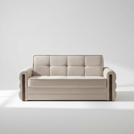 Riva two-seater sofa on off-white background