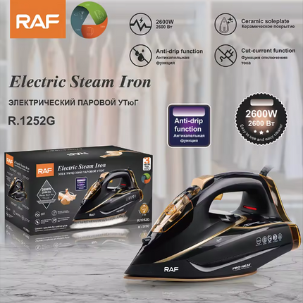 RAF Electric Steam Iron | 2600W | Anti-drip Function | Ceramic Soleplate | Cut-Current Function