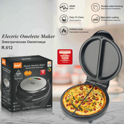 Electric Egg Omelet Maker | 850W | Non-Stick Coating | LED Indicator Light | Double-sided Heating