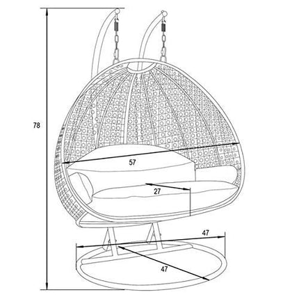 Modern 2-Seater Swing Chair with Stand, Tear Drop Shape, 200kg Load Capacity, Included Cushion, Suitable for Indoor/Outdoor Use, and Black Polyester Material