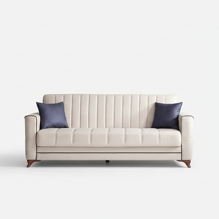 Sofa from front center angle on off-white background