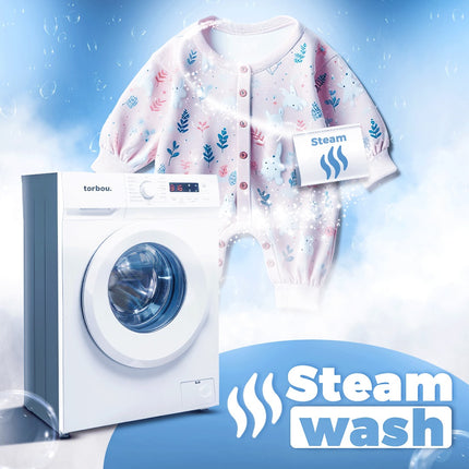 Torbou Washing Machine 10KG | Drum clean reminder | Steam wash | Child lock