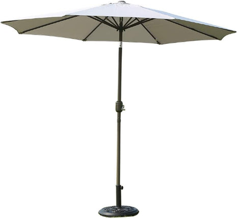 Large Modern Hexagonal Outdoor Parasol | Umbrella | Durable Alloy Steel Frame, UV-Resistant Polyester Canopy in Off White/Khaki, Easy Crank System, Carbon Fiber Outer Material, Ideal for Sun Protection