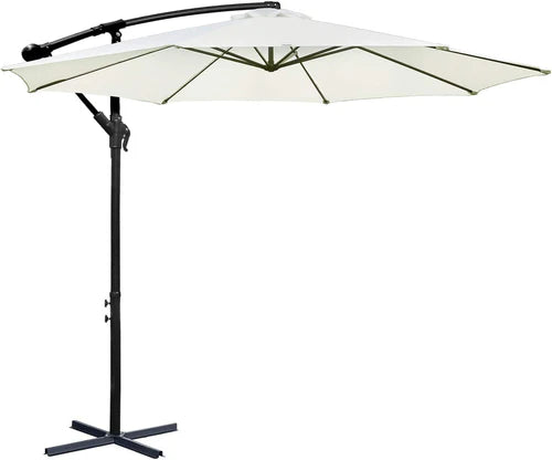 Table and chair set with large hexagonal umbrella | parasol