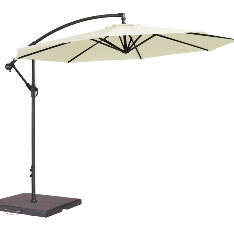 Large 3m White Hexagonal Outdoor Parasol | Umbrella - Durable Iron Frame, 360° Tilt, UV50+ Protection, Easy Crank System for Gardens, Pools, and Patios
