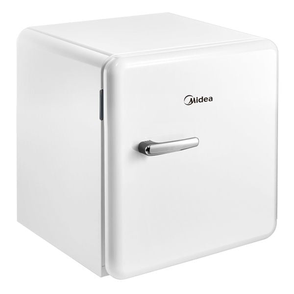 Midea Table Top Fridge – 47L Retro Chiller, 50cm Compact Design, Energy-Saving with Adjustable Legs & Temperature Control – White