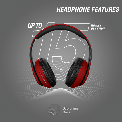 Volkano Impulse Series Bluetooth Headphones - Red | Black | Silver