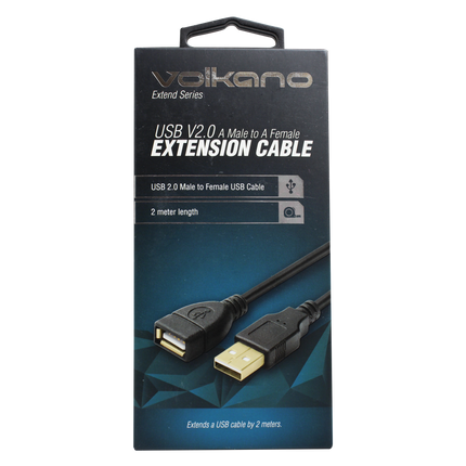 Volkano Extend series USB extension cable, 2 meter - black