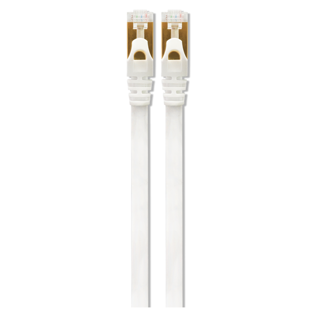 VolkanoX Giga series  Cat 7 flat Ethernet cable - white, gold tips - 25m