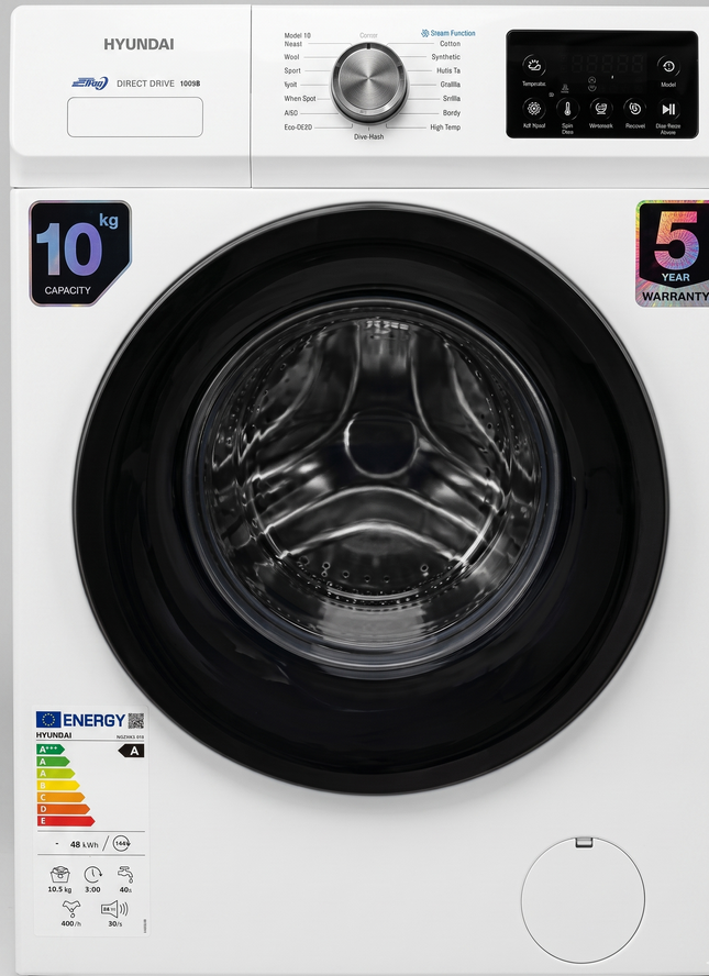 Hyundai 10KG Front Load Washing Machine - HYWM-1026B 1200 rpm